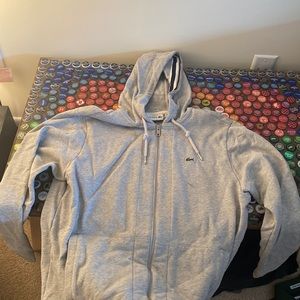 Gray Lacoste Hoodie Sweatshirt -Mens size L- Slightly Used
